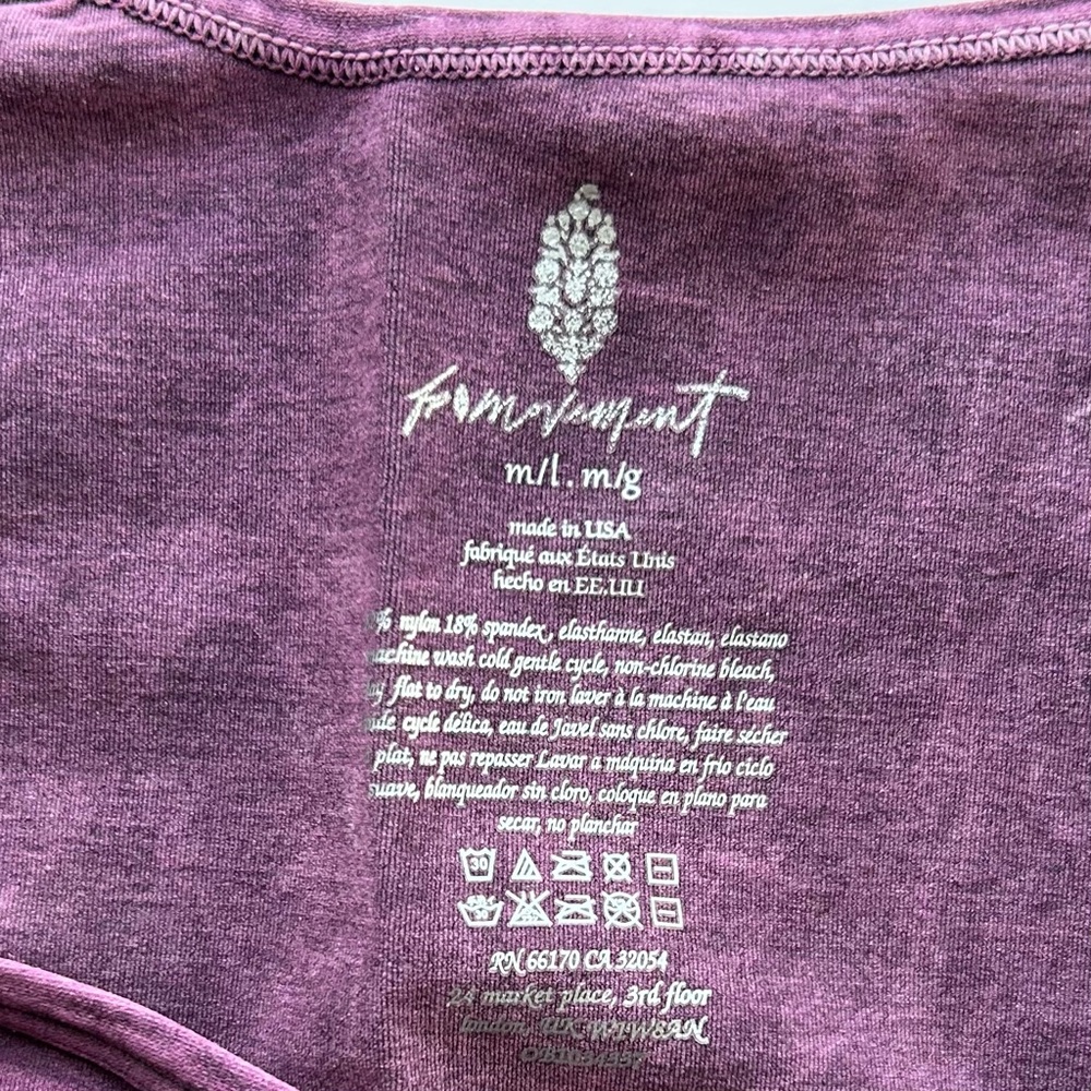 🍂NEW Free People Movement Good Karma Long Sleeve Onesie. Purple Acid Wash. M/L - Picture 6 of 16